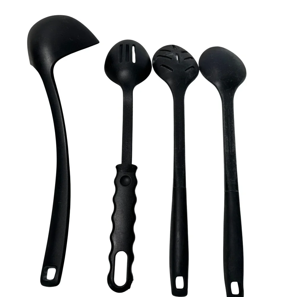 Farberware‎ Calphalon Kitchen Utensil Set 4pc Black Nylon Ladle Slotted Spoons